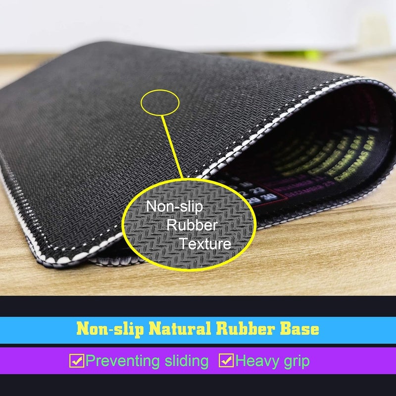 RMYMPMYX Mouse Pad with Stitched Edge, Computer Mouse Mat with Non-Slip Rubber Base, Mouse Pads for Computers Laptop Mouse 9.6x7.9x0.1 inch, (2026 Calendar Black) - Image 4